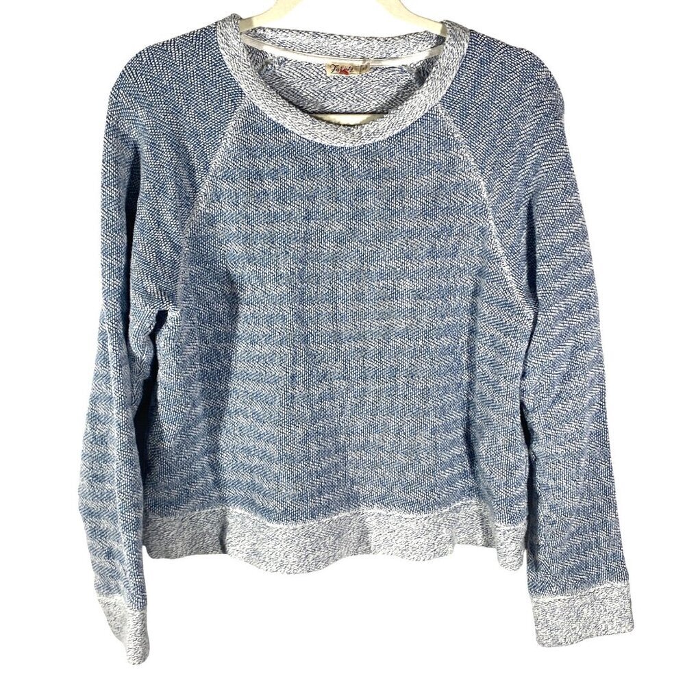 Faherty Whitewater blue textured Pullover Sweatshirt soft Organic Cotton Blend M
